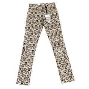 Kilp Skinny Jeans Tan Black Aztec Tribal Print Low Rise Pants Jeans Size 0/1 NEW